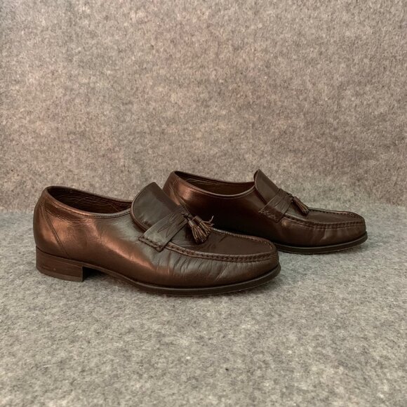 Florsheim Men’s Brown Leather Tassel Loafers Slip On Shoes - Picture 6 of 11